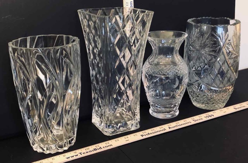 lot 156 image: (4) GlassCrystal Vases (LR)
