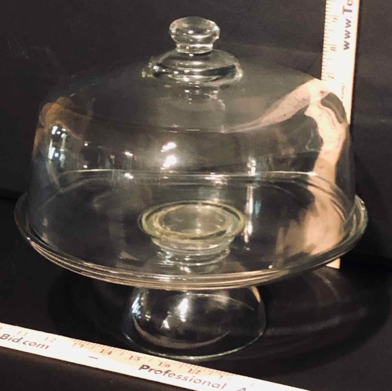 lot 164 image: Glass Pedestal Cake Stand with Cover  (LR)