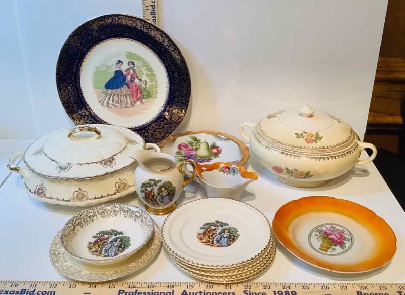 lot 167 image: Crooksville China Tureen, Imperial Platter, Ohio China Minuet, Dishware Assortment (LR)