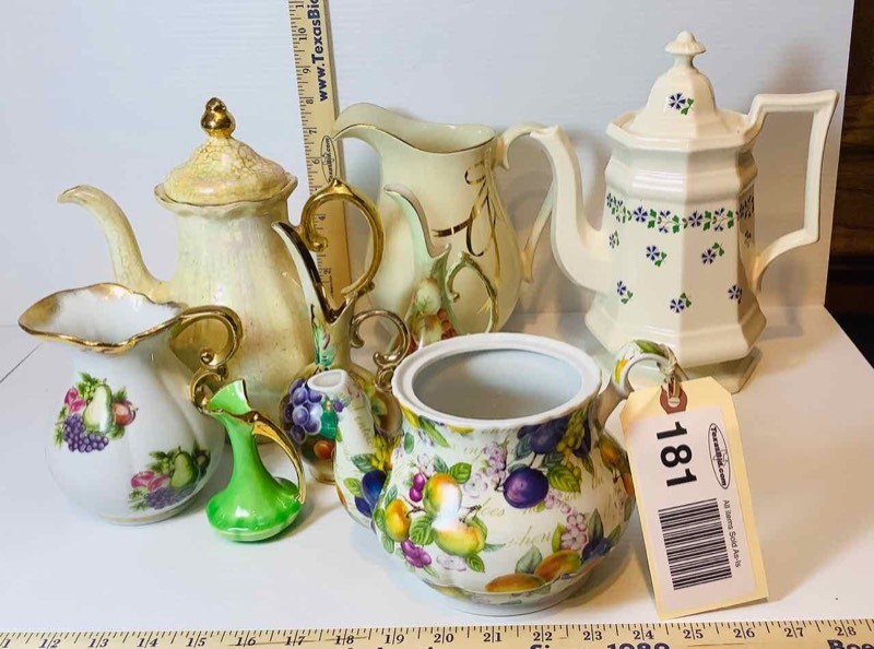lot 181 image: Pitchers, TeaCoffee Pot Assortment (LR)