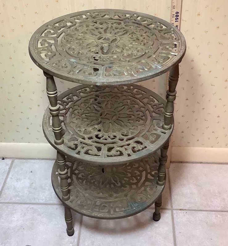 lot 215 image: Three-Tiered Cast Brass Stand (DR)