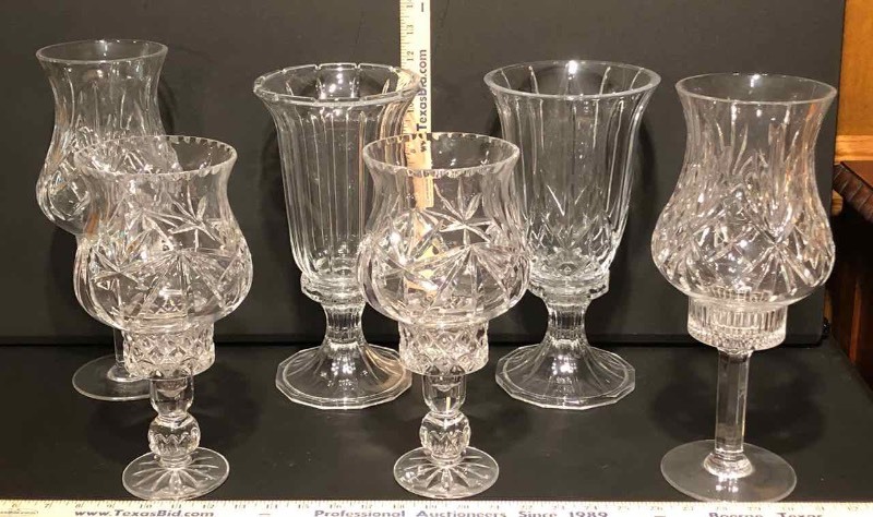 lot 308 image: (6) GlassCrystal Candle Holders. (DR)