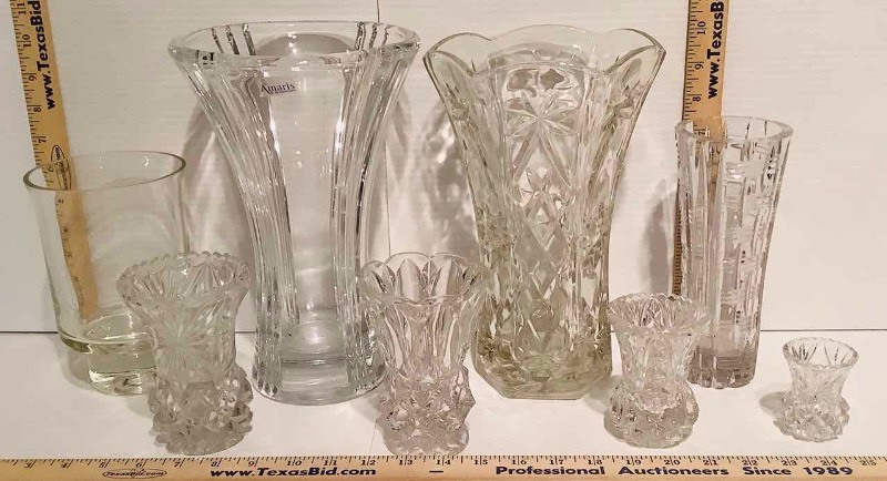 8 Glass Crystal Vases Dr Fredericksburg Living Estate Texasbid