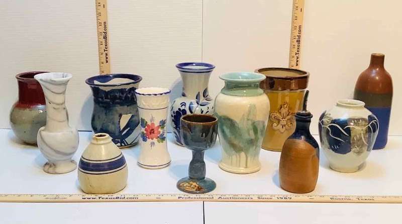 lot 342 image: (12) Pottery Jars, Vases, Goblet (K)