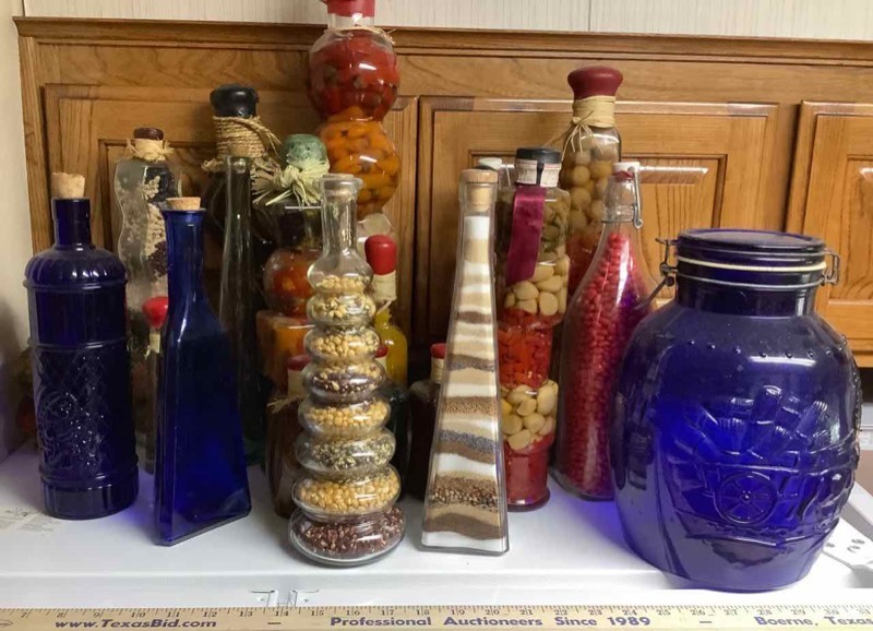 lot 370 image: Decorative Food Jars and Cobalt Blue Canister (K)