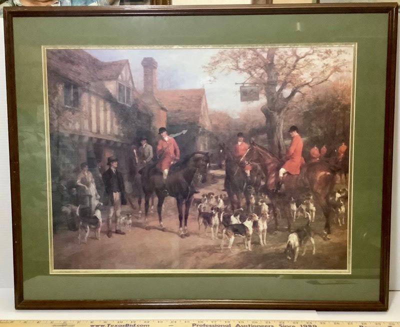 lot 473 image: Framed and Matted Art Print Hunting Scene (ST)