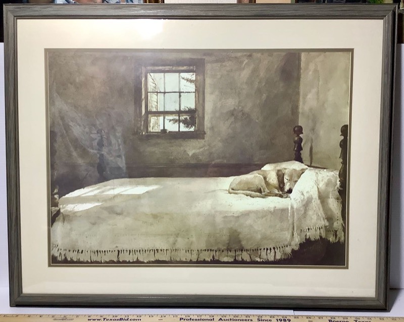 lot 474 image: Framed and Matted Art Print Puppy Sleep (ST)