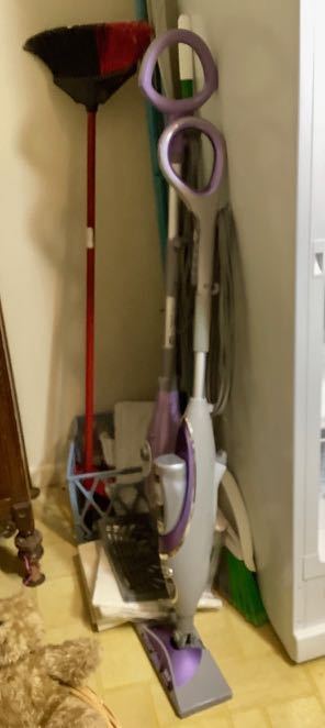 lot 481 image: (2) Shark Steam Mops, Ironing Board, Brooms, Dust Pan (LA)