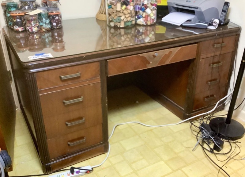 lot 496 image: Office Desk with Glass Top (LA)