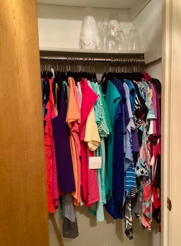 lot 504 image: Closet Contents Ladies Clothing, Lamp Shades (H)