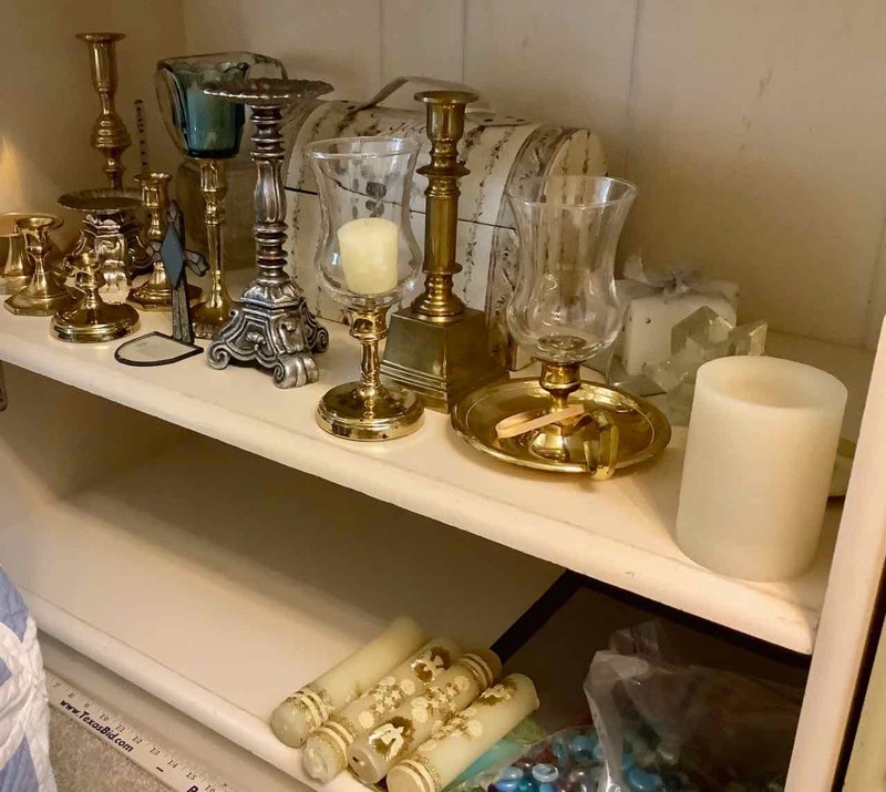 lot 540 image: Candlesticks, Candles and Decor on Shelf (B1)