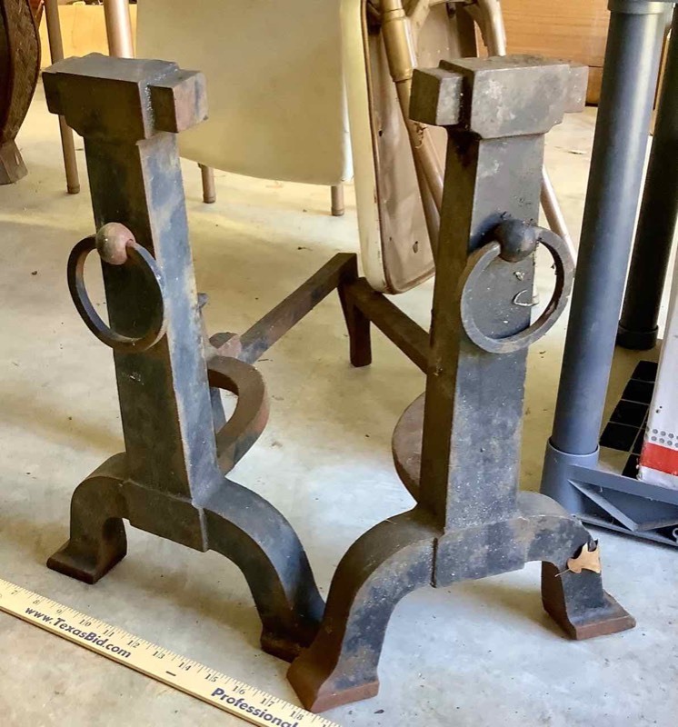 lot 594 image: Antique Cast Iron Andirons (G)