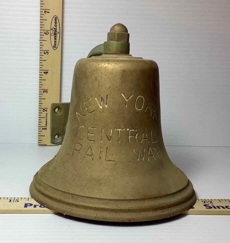 lot 619 image: Brass Bell that reads, New York Central Railway (LR)