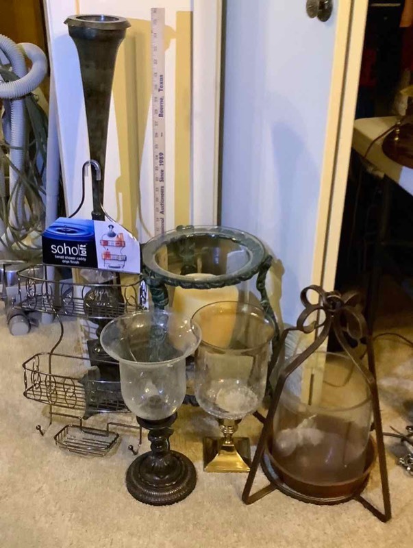 lot 658 image: Large Candle Holders and Shower Caddy (MA)