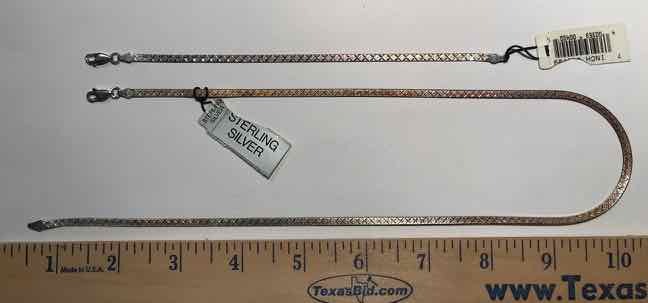 lot 920 image: Jewelry Necklace & Bracelet with Tags, Etched Design, Italy 925