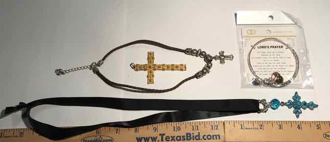 lot 934 image: Jewelry  Cross Pendants, Lords Prayer Bracelet