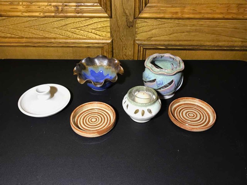 lot 394 image: 6 Pottery Candle Holders (LR)