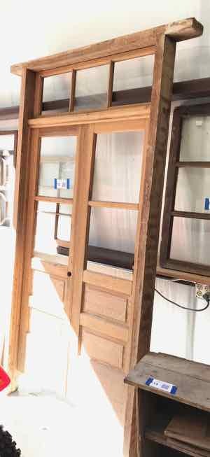 lot 12 image: Primitive Antique Pine Double Door Entry Way