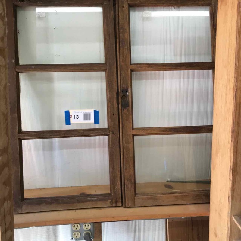 lot 13 image: Primitive Antique pair of pine windows