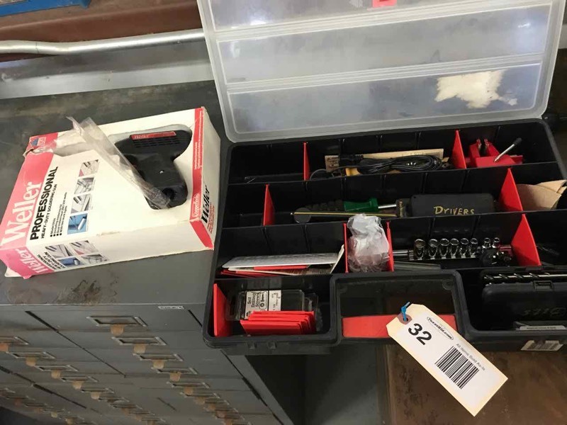 lot 32 image: Weller Professional Soldering Iron, Misc. Drill Bits & Tools