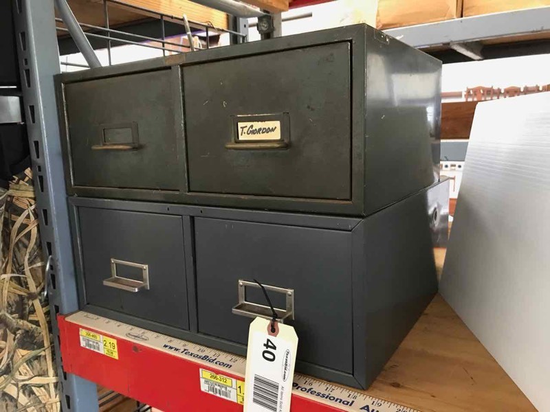 lot 40 image: (2) Vintage Card File Cabinets
