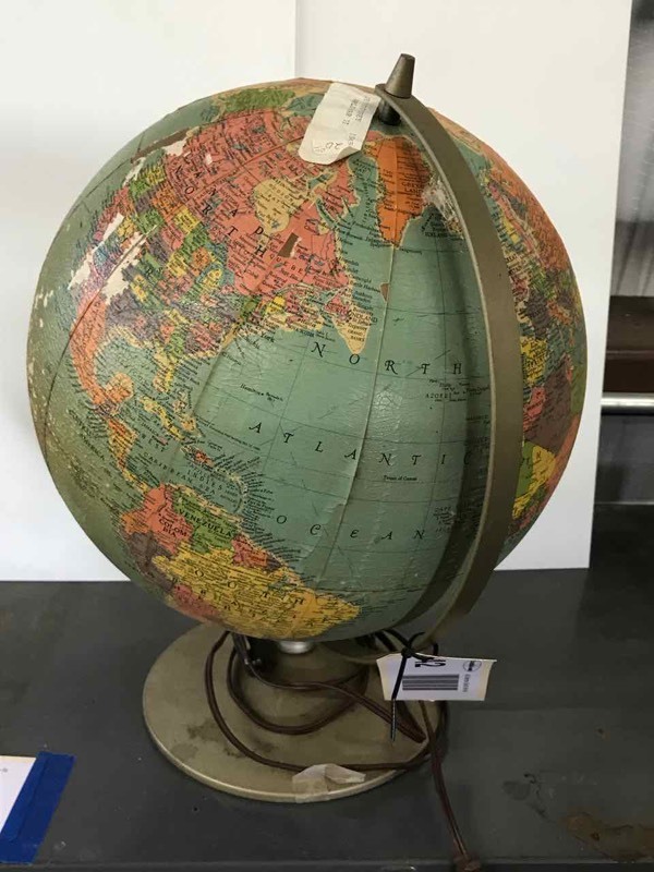 lot 42 image: World Globe, WWII 1945 (rough shape)