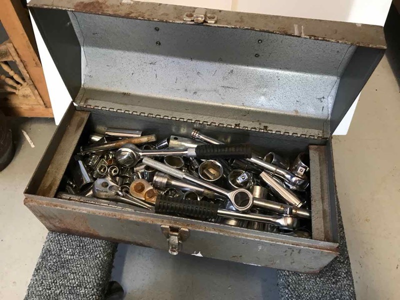 lot 65 image: Master Mechanic Tool Tote with Asst. Ratchets & Sockets