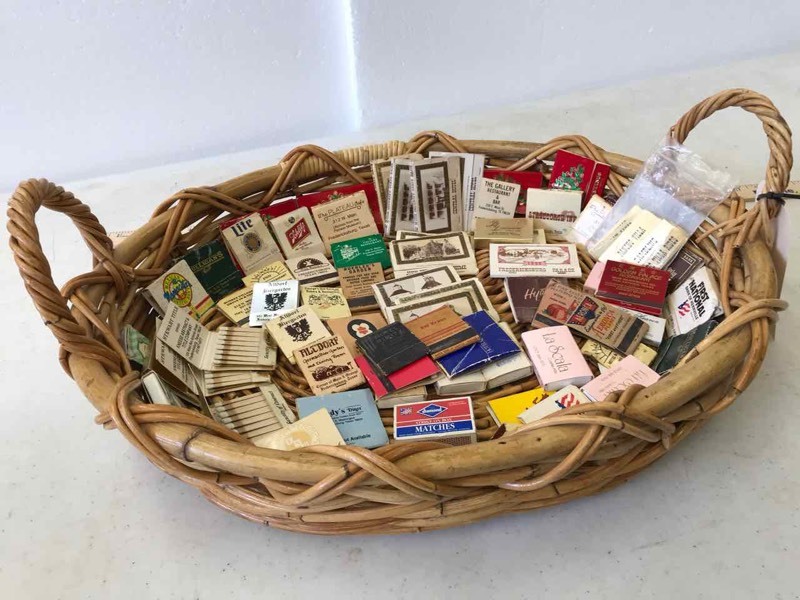 lot 97 image: Asst. Matchbooks & Oval Basket