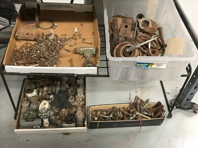 lot 116 image: Asst. Fasteners, Plumbing Pieces, Harness Rings, Etc.