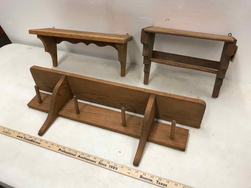lot 105 image: (3) Primitive What-Not Shelves
