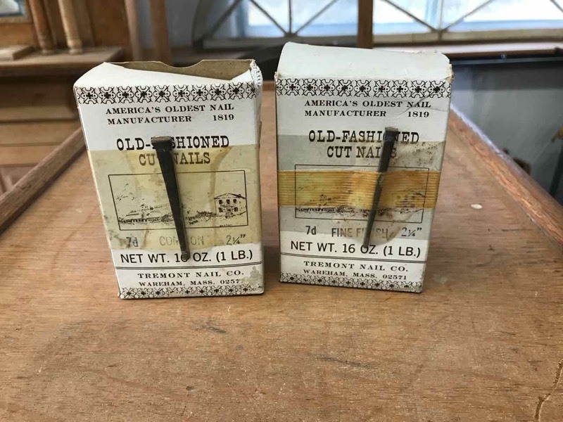 lot 148 image: (2) Tremont Nail Co. Old-Fashioned Cut Nails 7d