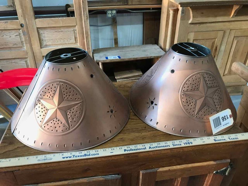 lot 156 image: (2) Metal Lamp Shades with 5-Point Star