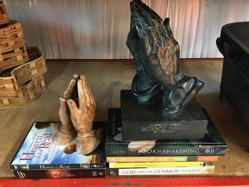 lot 163 image: Faith & Beliefs DVD Movies, Books, Vintage Reproduction Sculpture of Praying Hands