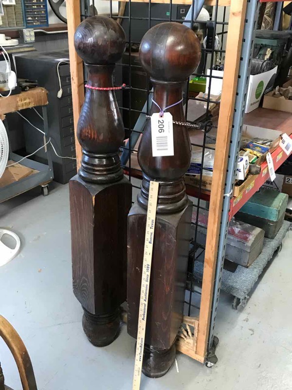 lot 206 image: (2) Large Cannonball Posts