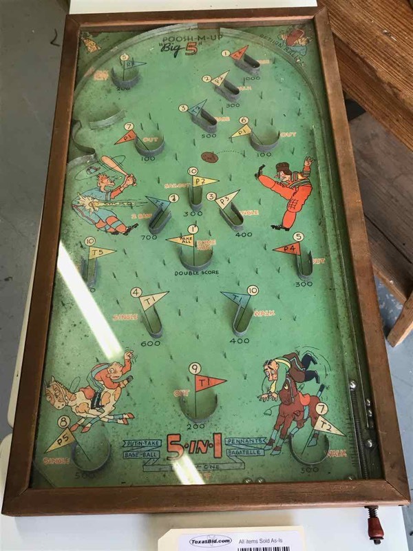 lot 207 image: Vintage Pin Ball Game Poosh-M-Up Big 5 by Northwestern Products