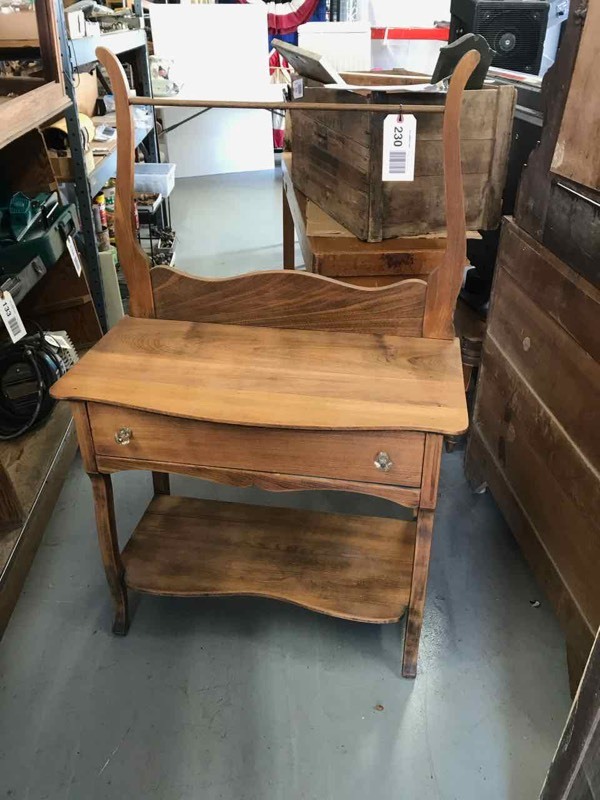 lot 230 image: Antique Lyre Back Washstand with Towel Bar