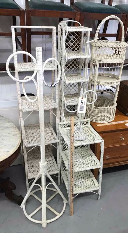 lot 243 image: Asst. Wicker Stands & Towel Holders
