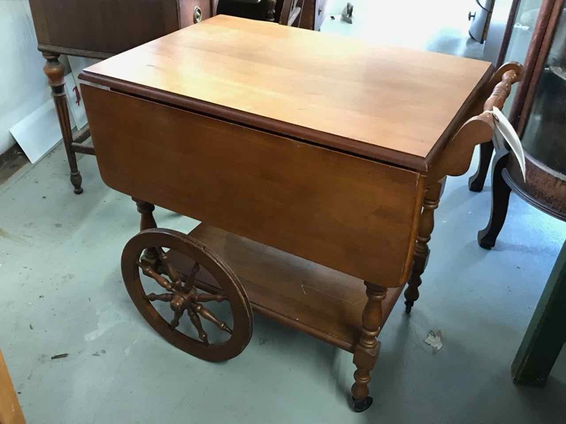 lot 248 image: Maple Drop-Leaf Tea Cart