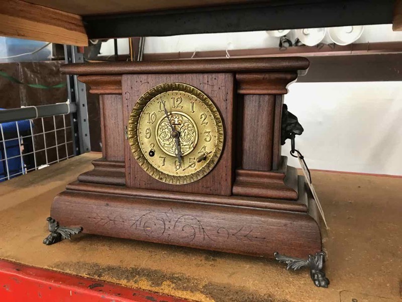 lot 256 image: Mantle Clock L.A. Hoffmann & Son 8 day 12 Hour Strike Cathedral Gond