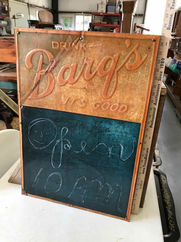 lot 274 image: Framed Tin Sign, Barqs