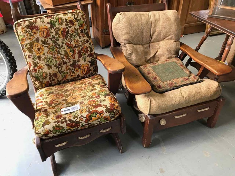 lot 290 image: (2) Ranch Style Pine Chairs