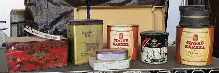 lot 690 image: Asst. Antique Product Tins Tobacco, Medicine, Winchester