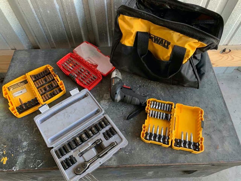 lot 597 image: Asset Forfeiture  Dewalt Bag with Assorted Bit Drivers