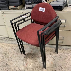 lot 425 image: (3) Waiting Room Chairs (reddish in color)