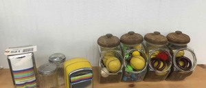 lot 521 image: Napkin Dispensers, Sugar Shaker, Treat Jars & Stuff