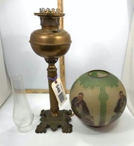 lot 548 image: Antique Oil Lamp Electrified