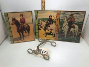 lot 553 image: Old Paper Prints Johnny Mack Brown, John King and an Aluminum BitColorado Bit & Spur