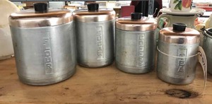 lot 575 image: (4) Piece Mid-Century Canister Set by Gentry Aluminum Ware