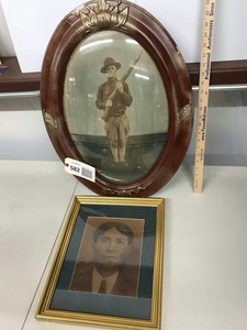 lot 582 image: Dewey Benton WWI,  Mayna Lee Bentons Brother 1898-1983 Oval Picture with Frame & Bowed Glass