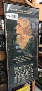 lot 585 image: Framed Antique Calender, 1933 The Gerlach-Barklow  Co. Art Calenders De Luxe